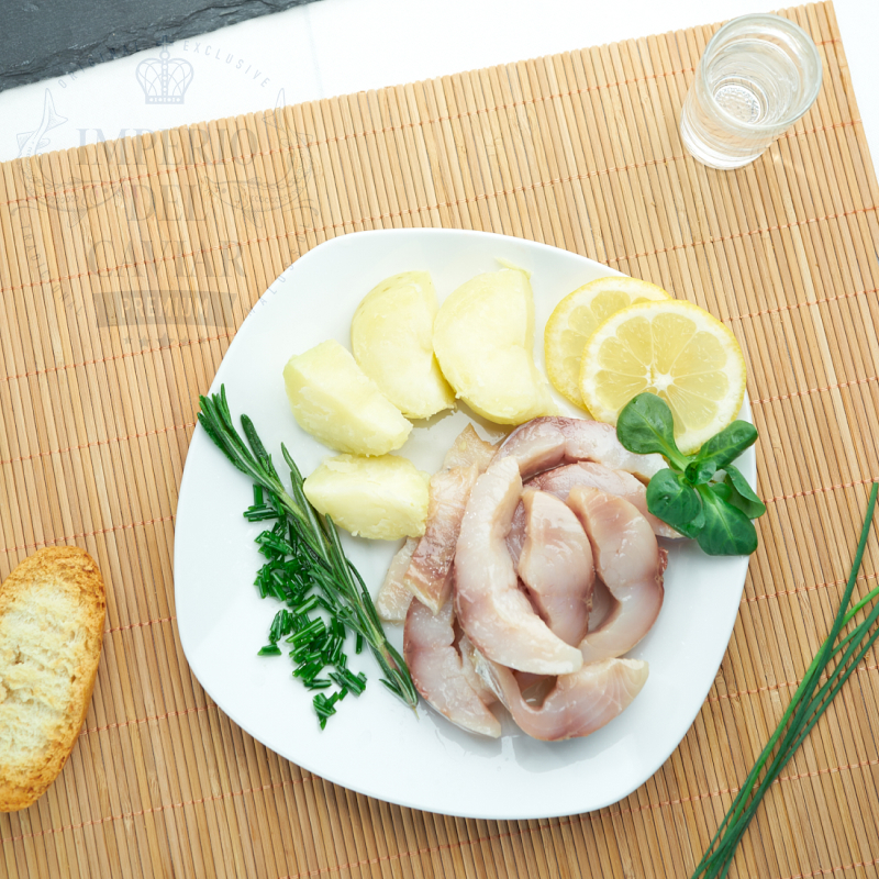 Rodajas de filete de Muksun con aceite y limón (Coregonus muksun) (Congelado)